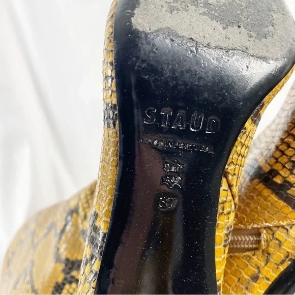 Staud Benny Snake Effect Leather Knee High Tall Boots Gold Tan EU 37 Casual - Picture 11 of 11